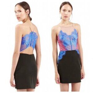 Topshop Statement Mini Dress Size 2 Petite Lace Open Back